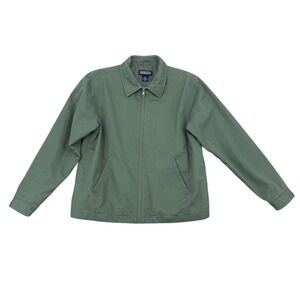 Lands' End Harrington Jacket Women S 6-8 Green Cotton Full Zip Lightweight Flaw